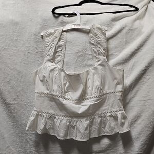 Nwt Wild Fable White Ruffled Top